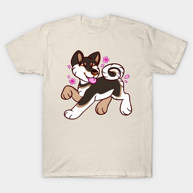 Happy Shibe - Black and Tan T-Shirt by leashonlife